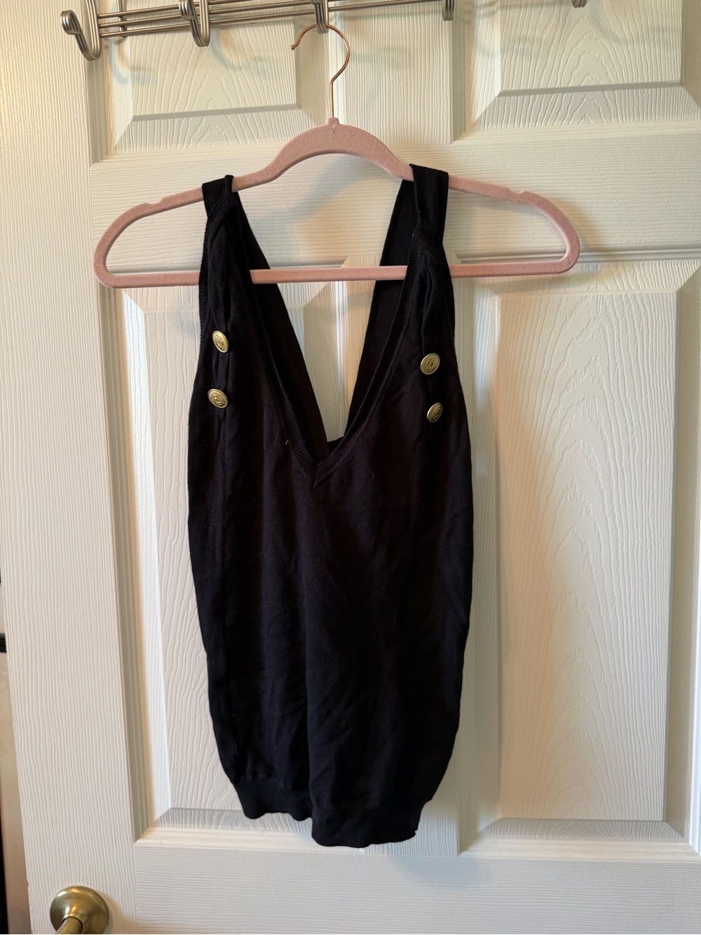 Jacob Black V-Neck Tank with Gold Buttons